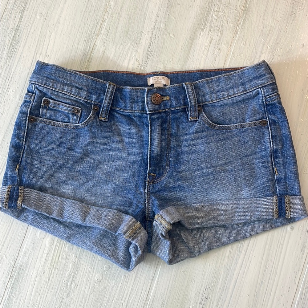 J. Crew Blue Denim Cuffed Shorts Size 25